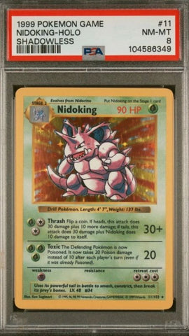 Nidoking Base Set Shadowless 11/102 Holo Pokémon card PSA 10 – early print vintage