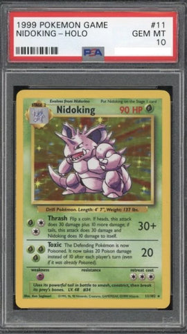 Nidoking Base Set Unlimited 11/102 Holo Pokémon card PSA 10 – vintage collectible