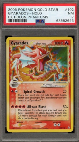 Gyarados Gold Star EX Holon Phantoms Pokemon card PSA – rare shiny red Gold Star