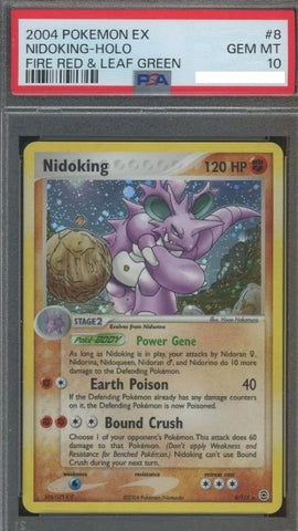 Nidoking EX FireRed & LeafGreen 8/112 Holo Rare Pokémon card PSA 10 – Gen 1 throwback