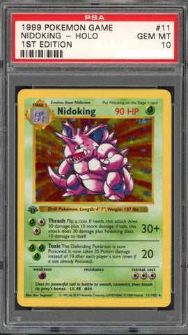 Nidoking Base Set 1st Edition 11/102 Holo Pokémon card PSA 10 – vintage Nidoking collectible