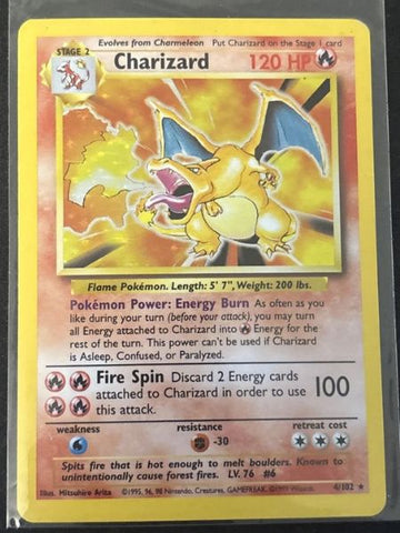 base set Charizard Pokemon card vintage holographic foil