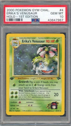 Erika’s Venusaur 1st Edition Pokemon card PSA 10 – Gym Challenge holographic card