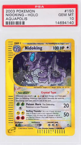 Nidoking Aquapolis 150/147 Secret Rare Pokémon card PSA 10 – rare e-Series secret rare