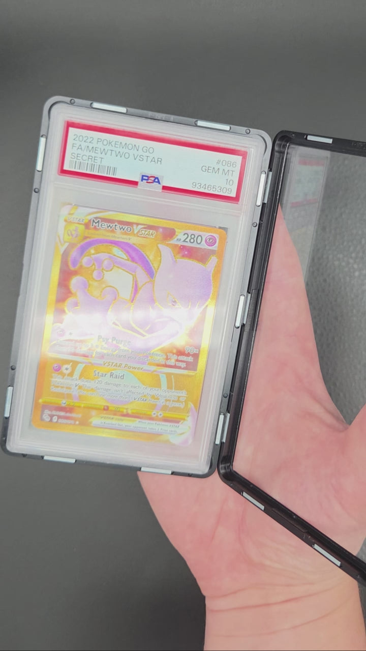 PSA slab aluminium magnetic case with UV protection for graded Pokemon card display