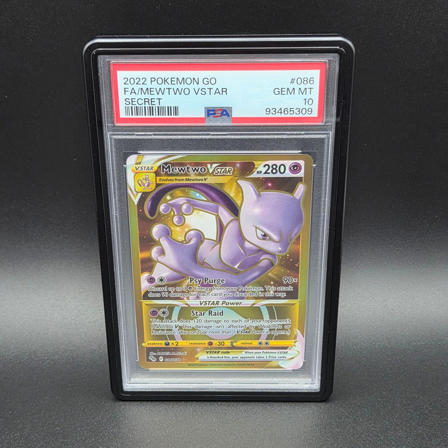 PSA slab aluminium magnetic case with graded Pokemon card front view UV protection