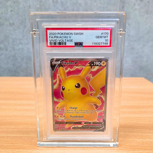psa slab protector for pokemon card front view clear acrylic display case
